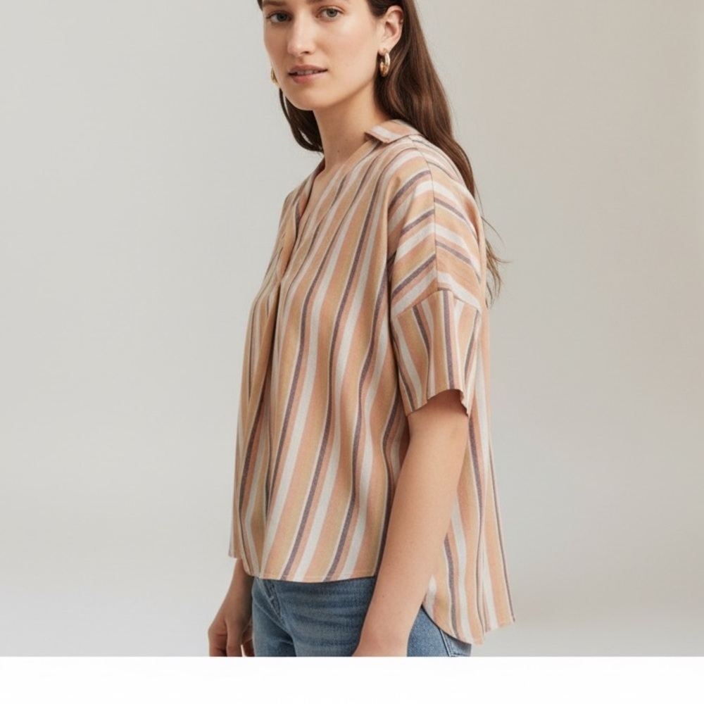 Madewell Courier Size S Button-Back 100% Cotton Oversized Women's Striped Shirt